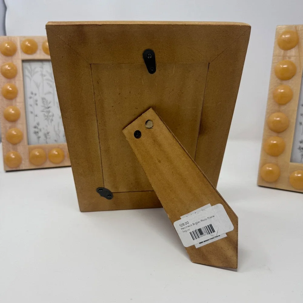 Creative Co-op Set of 4 Handmade Bobbin Photo Frames Honey Yellow 4x6 DG1003